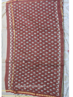Hand block Printed Chanderi Silk Cotton Saree - Red Leaf