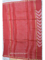 Hand block Printed Chanderi Silk Cotton Saree - Red