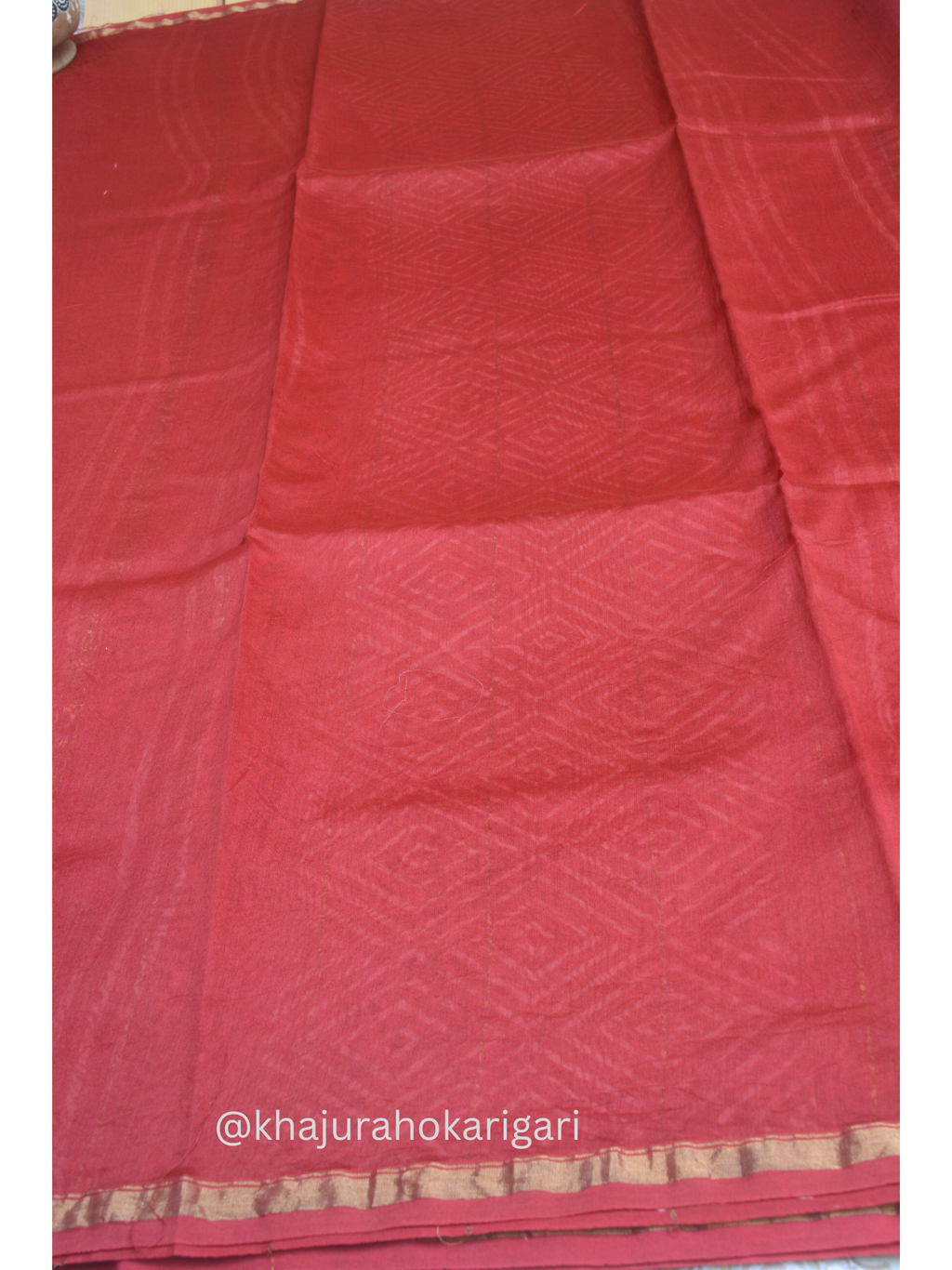 Hand block Printed Chanderi Silk Cotton Saree - Red