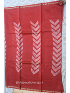 Hand block Printed Chanderi Silk Cotton Saree - Red