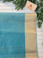 Pure Handloom Maheshwari Small Check Saree - Sky Blue