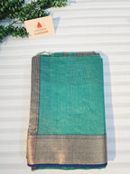Pure Handloom Maheshwari Zari Checks Saree | Sea Green