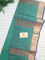 Pure Handloom Maheshwari Zari Checks Saree | Sea Green