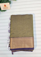 Pure Handloom Maheshwari Zari Checks Saree | Mehndi Green