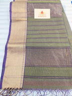 Pure Handloom Maheshwari Zari Checks Saree | Mehndi Green