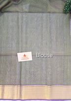 Pure Handloom Maheshwari Zari Checks Saree | Mehndi Green