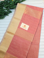 Pure Handloom Maheshwari Micro Zari Checks Rose Pink Saree