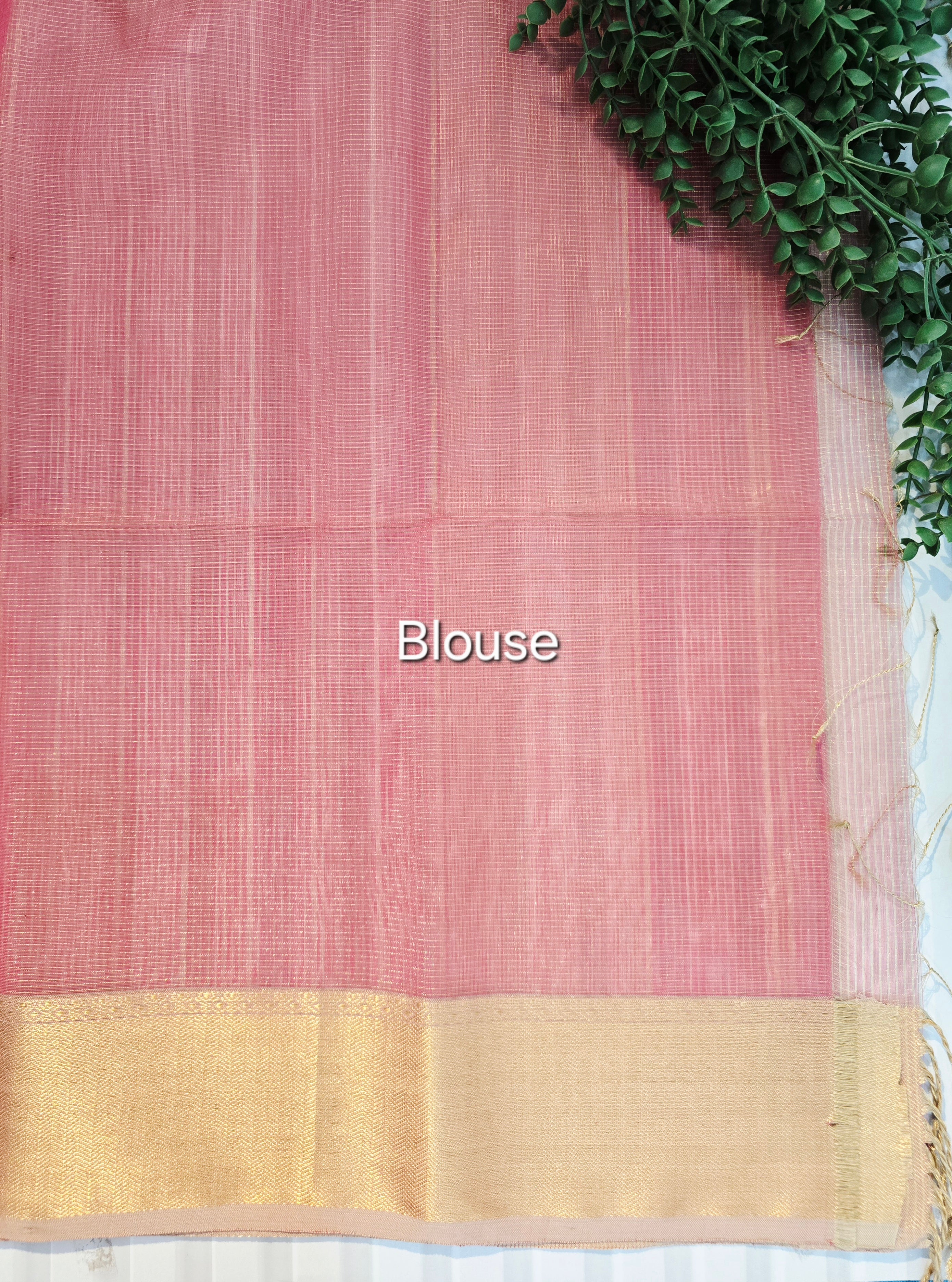 Pure Handloom Maheshwari Micro Zari Checks Rose Pink Saree