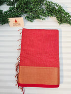 Pure Handloom Maheshwari Zari checks Saree Red