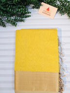 Pure Handloom Maheshwari Zari checks Saree Yellow