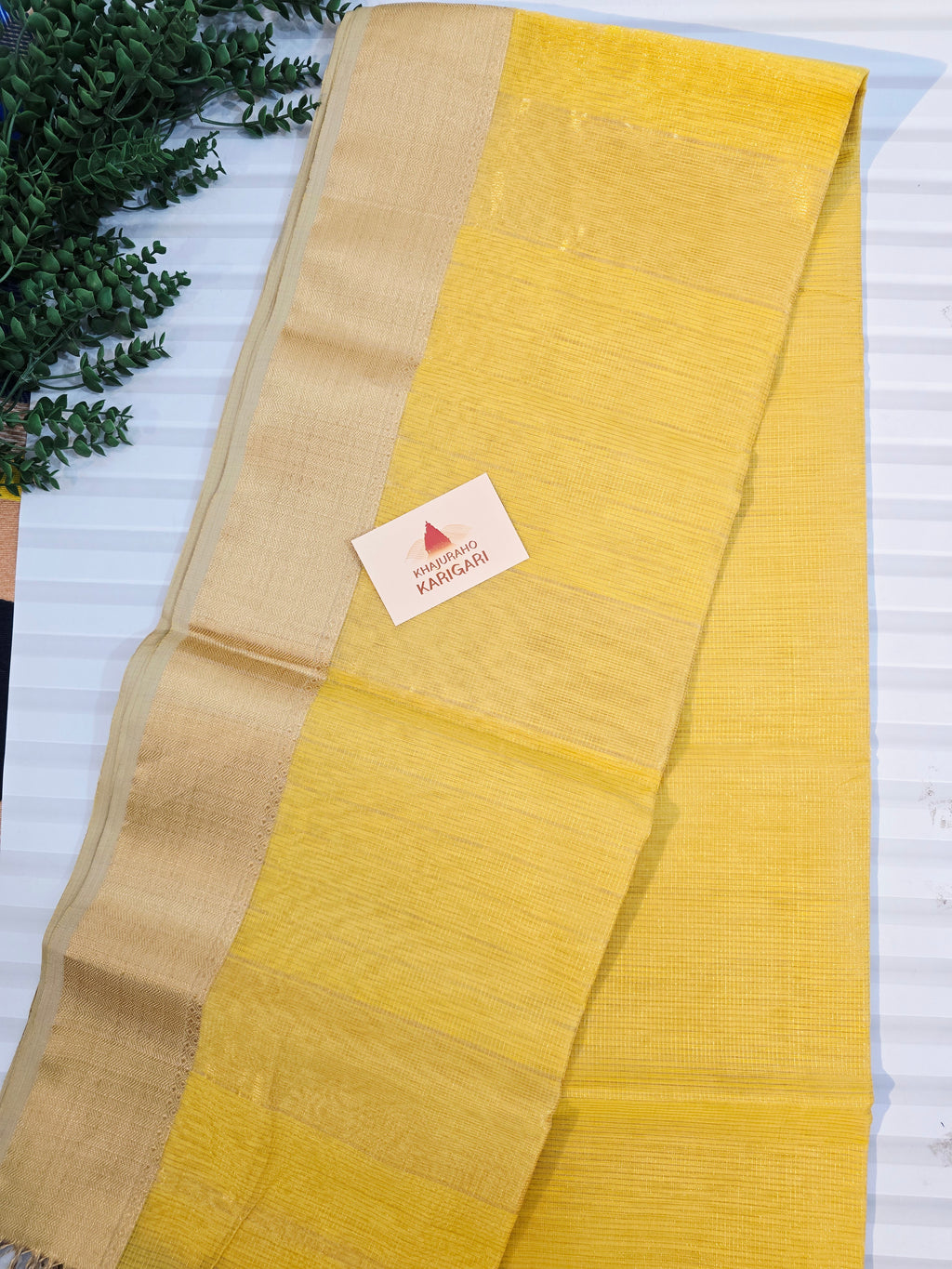 Pure Handloom Maheshwari Zari checks Saree Yellow
