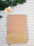 Pure Handloom Maheshwari Zari checks Saree Rose Gold