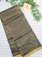 Pure Handwoven Chanderi  Zari Stripe Saree – Black