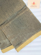 Pure Handwoven Chanderi  Zari Stripe Saree – Black