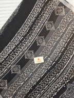 Handcrafted Linen Saree with Hand Block Hot Wax Batik - Black