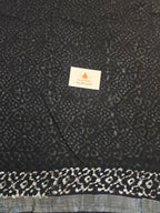 Handcrafted Linen Saree with Hand Block Hot Wax Batik - Black