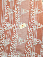 Handcrafted Linen Saree with Hand Block Hot Wax Batik - Rust Brown