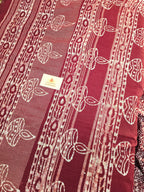 Handcrafted Linen Saree with Hand Block Hot Wax Batik - Maroon