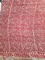 Handcrafted Linen Saree with Hand Block Hot Wax Batik - Maroon