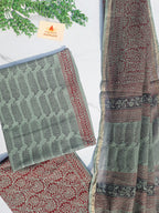 Natural Dyed Hand Block Print Cotton Suit Set with Kota Doria Dupatta