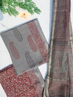 Natural Dyed Hand Block Print Cotton Suit Set with Kota Doria Dupatta
