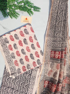 Natural Dyed Hand Block Print Cotton Suit Set with Kota Doria Dupatta