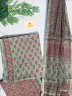 Natural Dyed Hand Block Print Cotton Suit Set with Kota Doria Dupatta