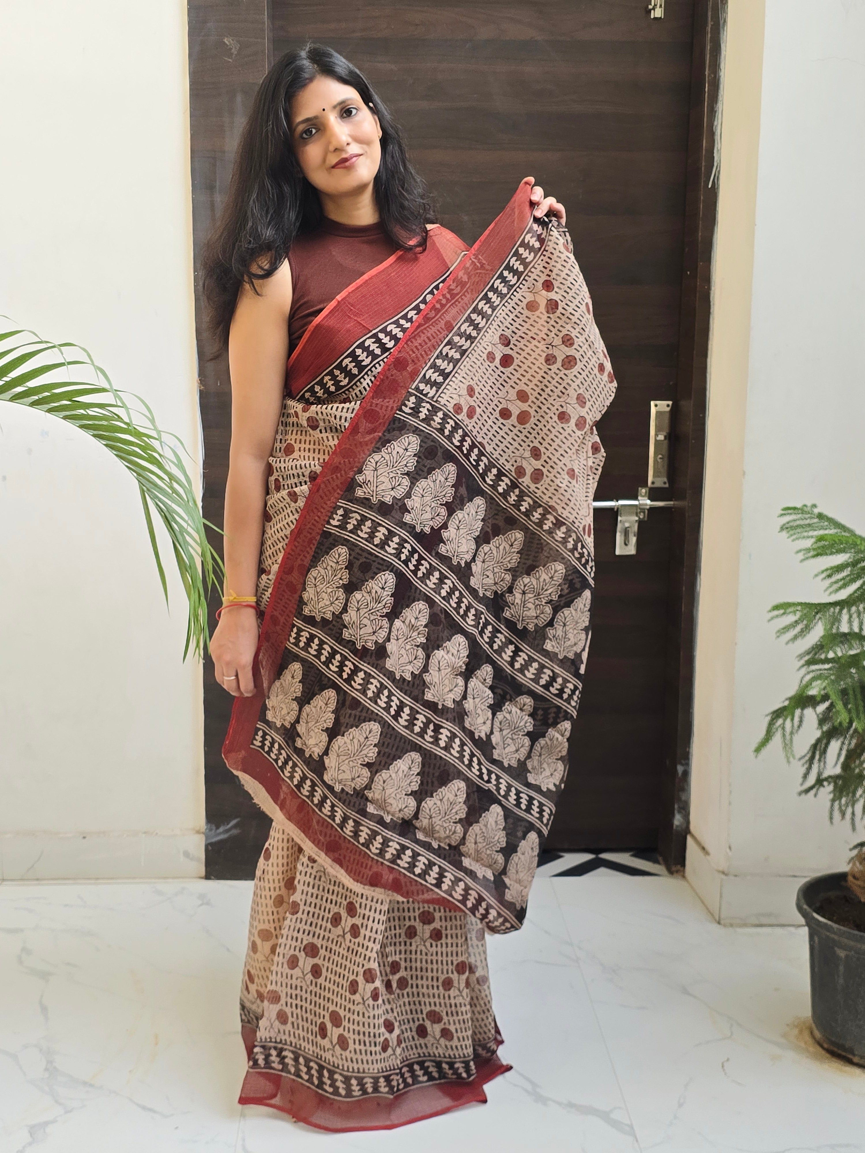 Handblock Printed Kota Doria Saree