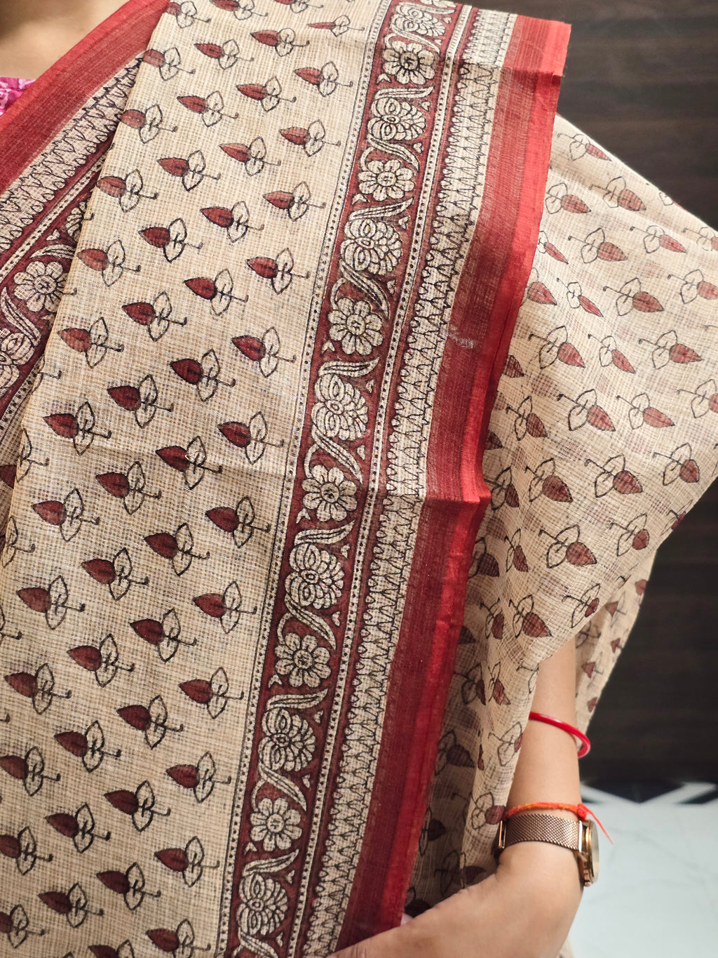 Handblock Printed Kota Doria Saree