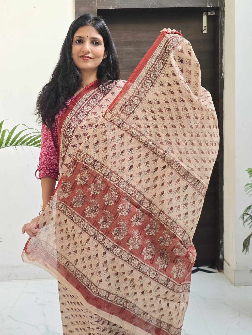 Handblock Printed Kota Doria Saree
