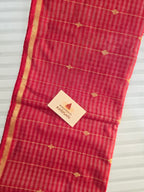 Pure Handwoven Maheshwari Check Saree in Red & White