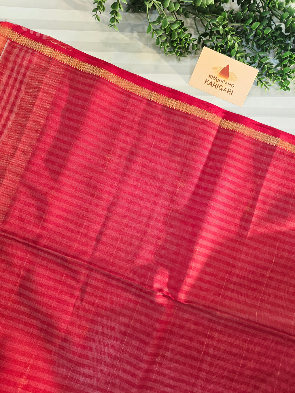 Pure Handwoven Maheshwari Check Saree in Red & White