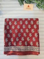Bagh Hand Block Print Mul Cotton Saree – Rustic Red