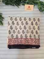 Bagh Hand Block Print Mul Cotton Saree – White