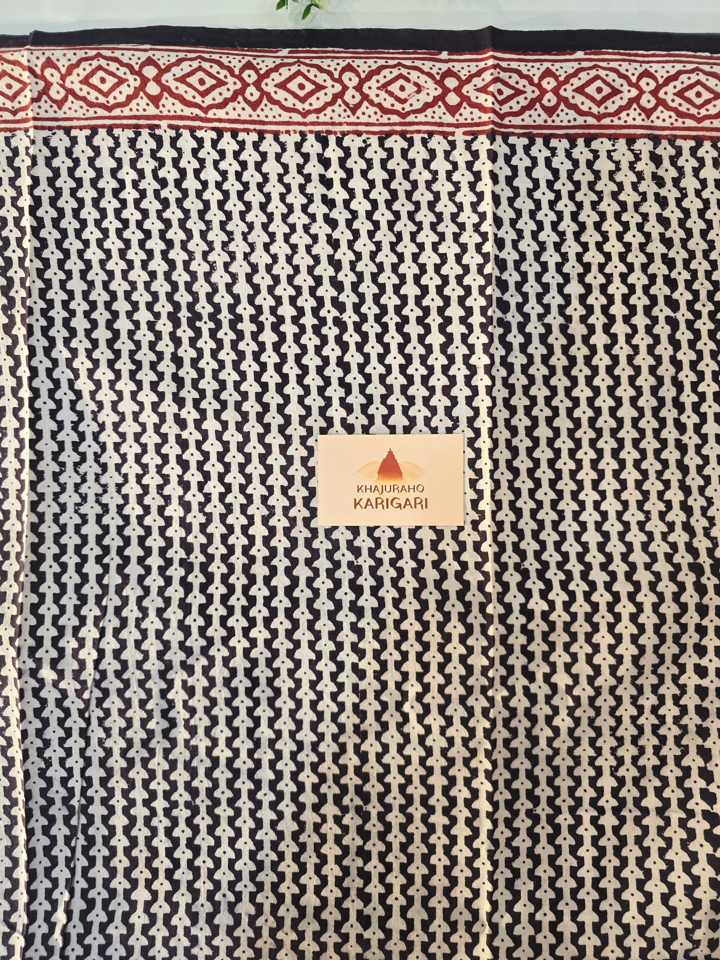Bagh Hand Block Print Mul Cotton Saree – White