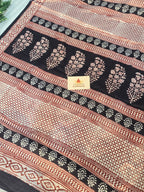 Bagh Hand Block Print Mul Cotton Saree – White
