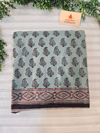 Bagh Hand Block Print Mul Cotton Saree – Powder Blue and Maroon