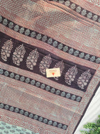Bagh Hand Block Print Mul Cotton Saree – Powder Blue and Maroon