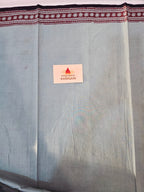 Bagh Hand Block Print Mul Cotton Saree – Black and Powder Blue