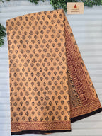 Bagh Hand Block Print Mul Cotton Saree – Peach Beige