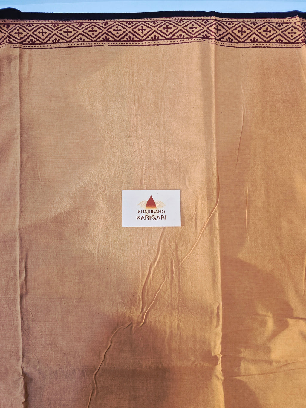 Bagh Hand Block Print Mul Cotton Saree – Peach Beige