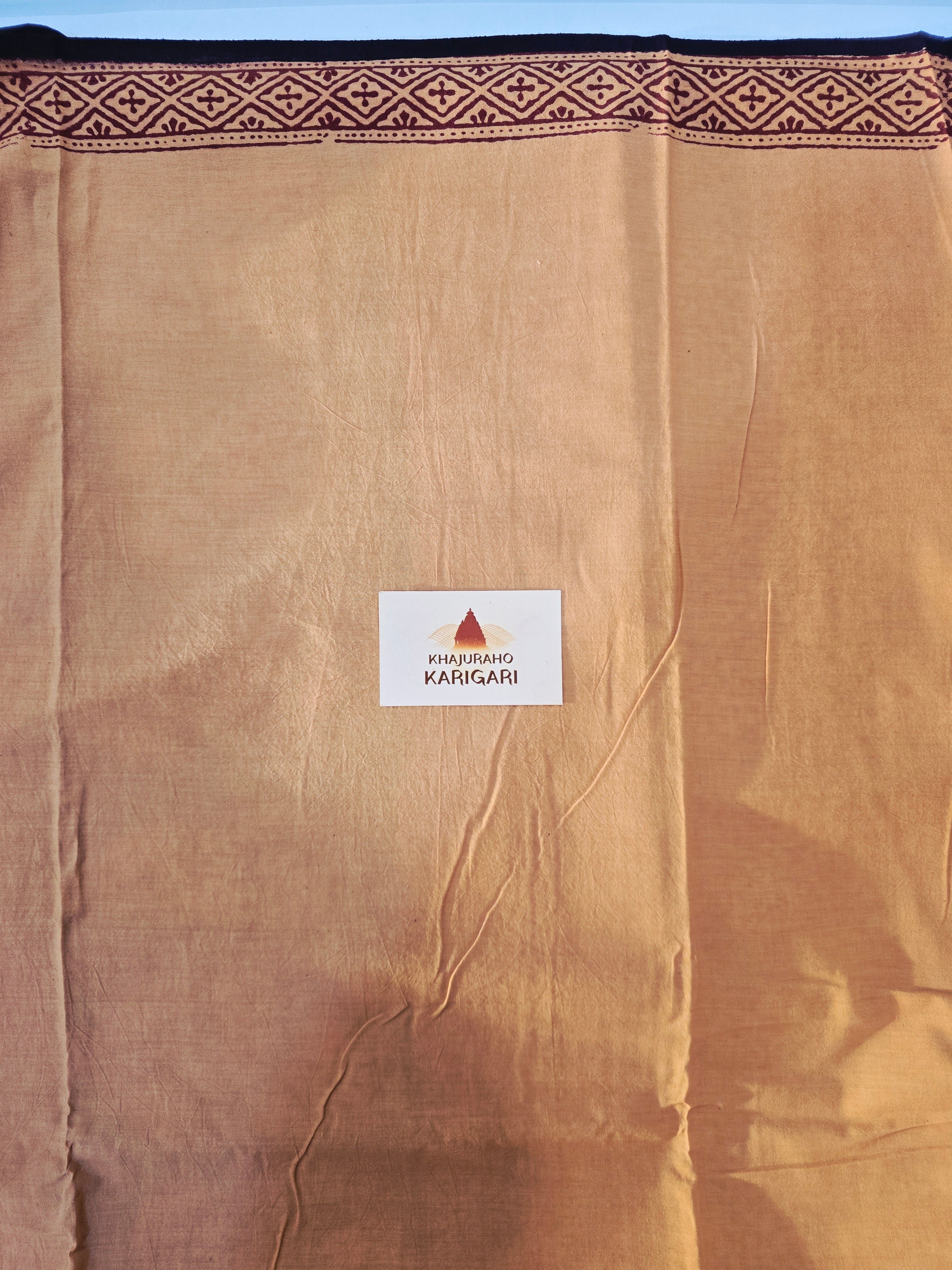 Bagh Hand Block Print Mul Cotton Saree – Peach Beige
