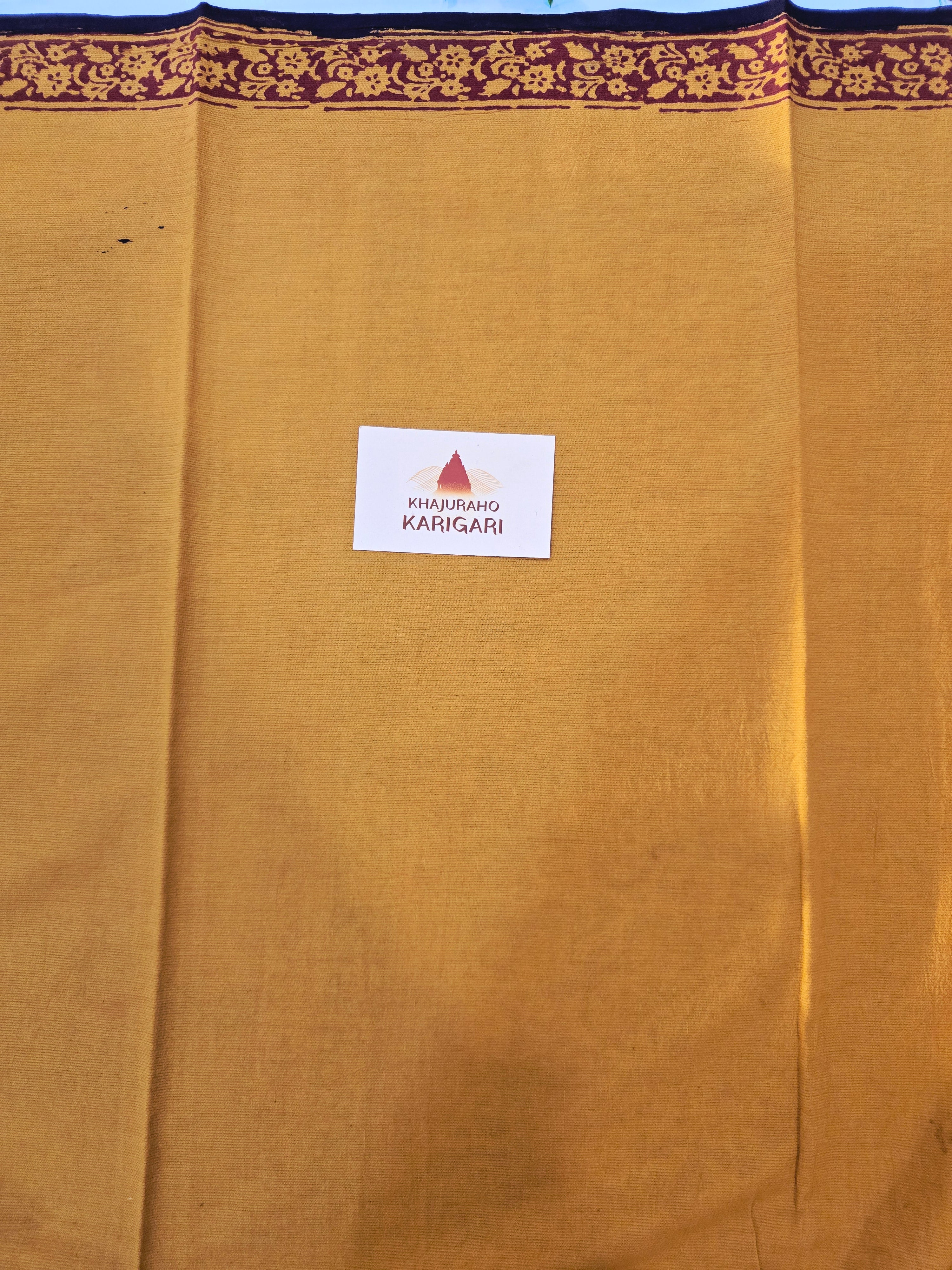 Bagh Hand Block Print Mul Cotton Saree – Black and Yellow