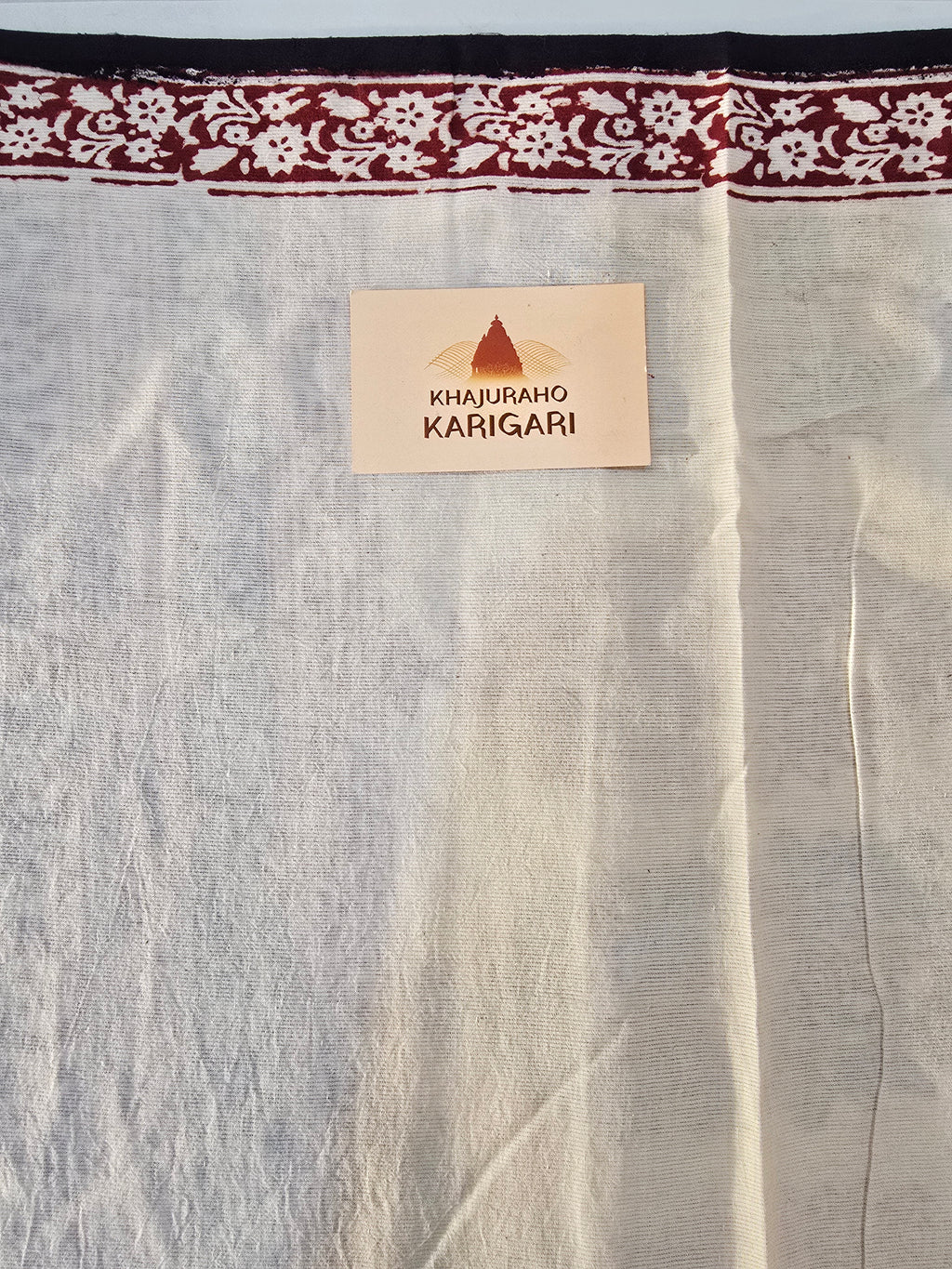 Bagh Hand Block Print Mul Cotton Saree – Rustic Red and Black