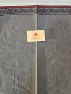 Bagh Hand Block Print Mul Cotton Saree – Gray and Maroon