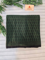 Bagh Hand Block Print Mul Cotton Saree – Green and Black