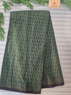 Bagh Hand Block Print Mul Cotton Saree – Green and Black