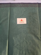 Bagh Hand Block Print Mul Cotton Saree – Green and Black