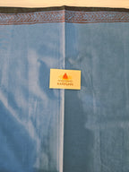 Bagh Hand Block Print Mul Cotton Saree in Blue & Black