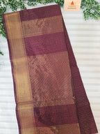 Pure Handwoven Maheshwari Zari Check Saree – Wine